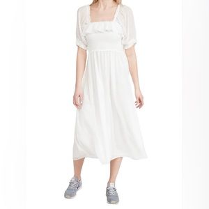 WAYF Smocked Square Neck Midi Dress NWT (Size XS)